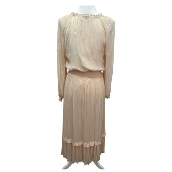 ZARA Peach Pink Maxi Pleated Voluminious Dress Size S - Picture 5 of 13
